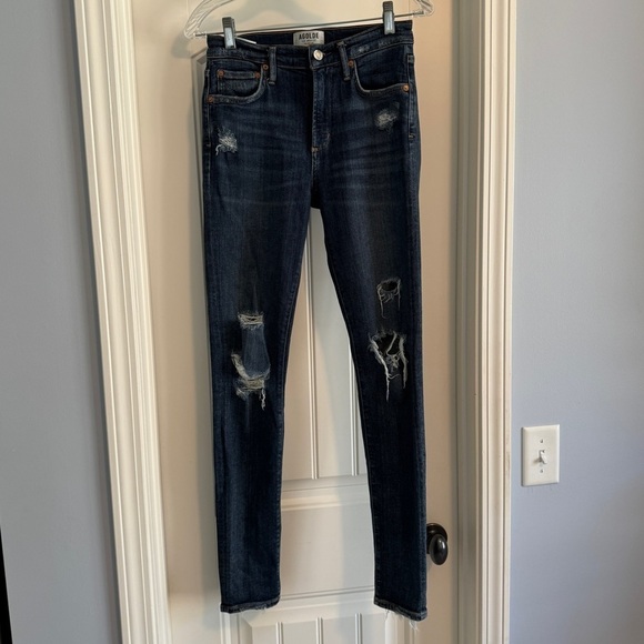 Agolde 27 Skinny Distressed High Waist Jeans - Picture 2 of 8